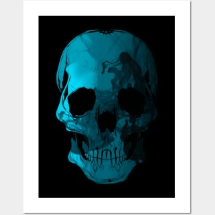 Spooky Abstract Skull Nº1 - Blue Posters and Art